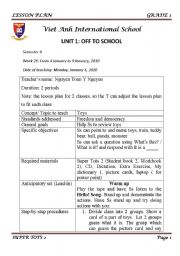 English Worksheet: lesson plan