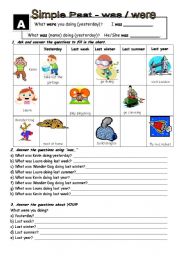 English Worksheet: Simple Past - was / were