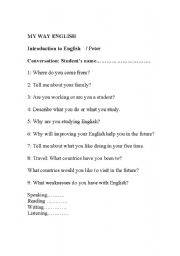 English Worksheet: english intro Q and A