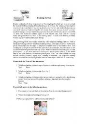 English Worksheet: Bank service