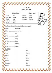 English Worksheet: Verb to be