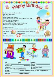 English Worksheet: Enjoy easy and interesting Tasks about Birthday!