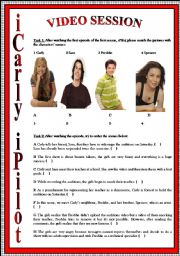 English Worksheet: VIDEO SESSION iCarly S1E1 iPilot FULLY EDITABLE KEY INCLUDED 