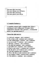 English worksheet: Complete Sentence