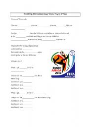 English Worksheet: World Cup Anthem Song