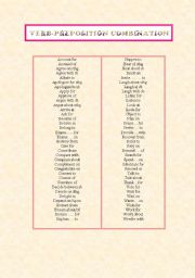 English Worksheet: Verb-Preposition / Adjective-Preposition Combination