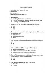 English Worksheet: Human Rights Quiz