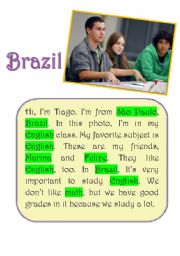 English Worksheet: Im from Brazil Poster