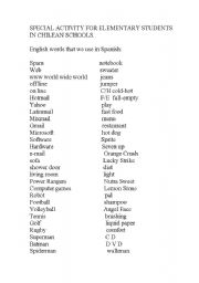 English worksheet: ENGLISH IN OUR DIARY LIFE