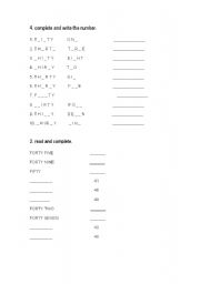 English Worksheet: numbers