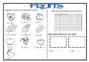 English Worksheet: FRUITS