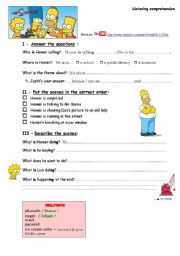 English Worksheet: The Simpsons_ present continuous