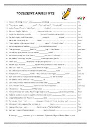 English Worksheet: POSSESSIVE ADJECTIVES - my, your, ...