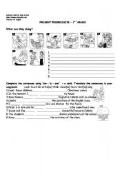 English Worksheet: Now Present Activities