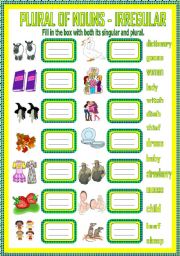 English Worksheet: Plural of Nouns - Irregular