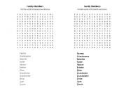 English Worksheet: Family Search word