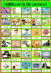 English Worksheet: Hobbies in the pictures!