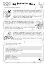 English Worksheet: MY FAVOURITE SPORT - READING