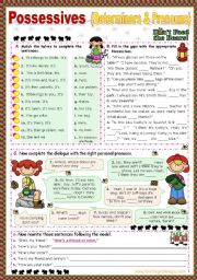 English Worksheet: Possessives  (my, mine/  your,yours...)