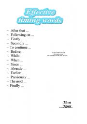 English worksheet: Effective Timing Words