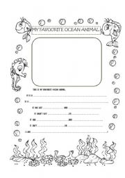 English Worksheet: MY FAVOURITE OCEAN ANIMAL