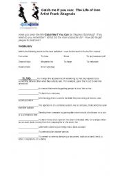 English Worksheet: Catch me if you can: The life of Frank Abagnal