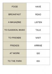 English worksheet: daily activities dominoes 