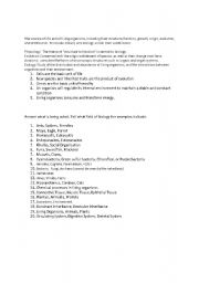 English Worksheet: Biology Quiz