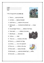 English Worksheet: a-an-some-any test