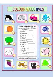 English Worksheet: Colour adjectives