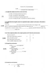 English worksheet: PRE INTERMEDIATE EXAM