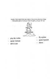 English Worksheet: Use of CAN  or CANT