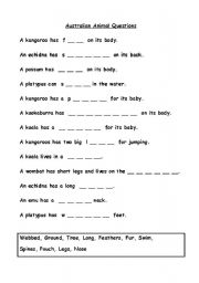 English worksheet: Australian Animals