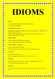 English Worksheet: IDIOMS