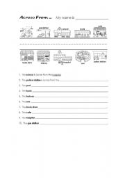 English worksheet: Across From