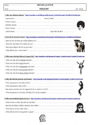 English Worksheet: webquest Michael Jackson