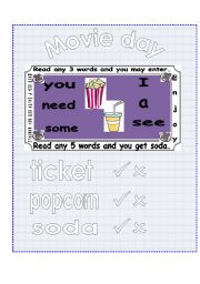English Worksheet: Movie Day