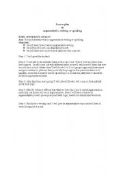 English worksheet: Lesson plan on argumentative writing or speaking