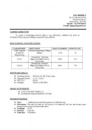 English worksheet: sample resume