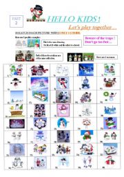English Worksheet: playing with the snowmen part 2