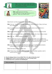 English Worksheet: DEBATE HOUR - WHAT MAKES A GOOD SUPERHERO ? - READING AND SPEAKING ACTIVITIES + VOCABULARY TO USE FOR A DEBATE - INCLUDES KEY ANSWERS