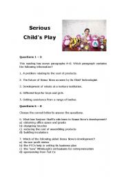 English worksheet: Serious Childs Play