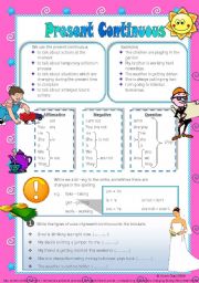 English Worksheet: Present Continuous-Form