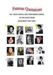 English Worksheet: FAMOUS QUOTATIONS