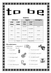 English Worksheet: to be - exercises