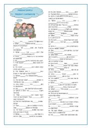 English Worksheet: Present simple-present continuous