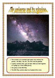 English Worksheet: The universe and its galaxies