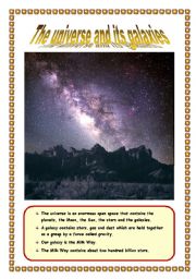 English worksheet: The universe and its galaxies