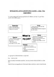 English worksheet: SPEAKING AND LISTENING GAME 