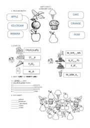 food worksheet